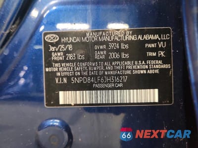 Zdjęcie 12 z 12 samochodu: 2018 HYUNDAI ELANTRA SEL VIN:5NPD84LF6JH316217 - miniatura