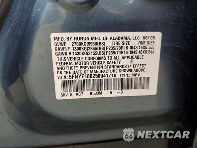 Zdjęcie 13 z 13 samochodu: 2005 HONDA PILOT EXL VIN:5FNYF18625B041710 - miniatura