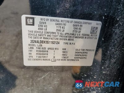 Zdjęcie 13 z 13 samochodu: 2016 CHEVROLET EQUINOX LTZ VIN:2GNALDEK0G1182124 - miniatura