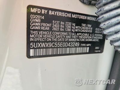 Zdjęcie 12 z 12 samochodu: 2014 BMW X3 XDRIVE28I VIN:5UXWX9C55E0D43249 - miniatura