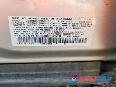 Zdjęcie 13 z 13 samochodu: 2008 HONDA PILOT SE VIN:5FNYF18368B032518 - miniatura