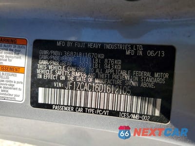 Zdjęcie 13 z 13 samochodu: 2013 SUBARU BRZ 2.0 LIMITED VIN:JF1ZCAC16D1612105 - miniatura