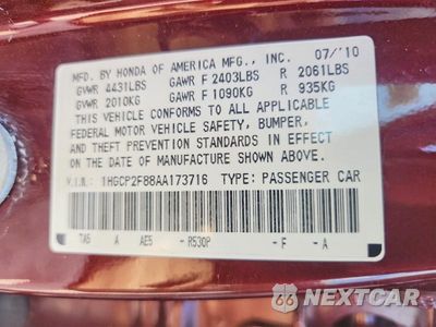 Zdjęcie 13 z 13 samochodu: 2010 HONDA ACCORD EXL VIN:1HGCP2F88AA173716 - miniatura