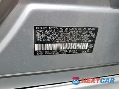 Zdjęcie 12 z 12 samochodu: 2007 LEXUS ES 350 VIN:JTHBJ46G472117921 - miniatura