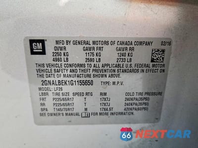 Zdjęcie 14 z 14 samochodu: 2016 CHEVROLET EQUINOX LS VIN:2GNALBEK1G1155650 - miniatura