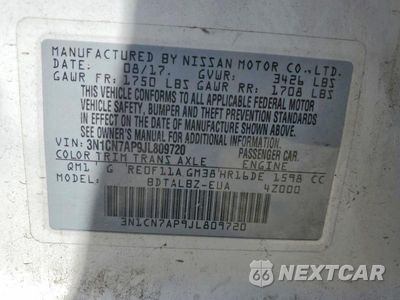Zdjęcie 12 z 12 samochodu: 2018 NISSAN VERSA SV VIN:3N1CN7AP9JL809720 - miniatura