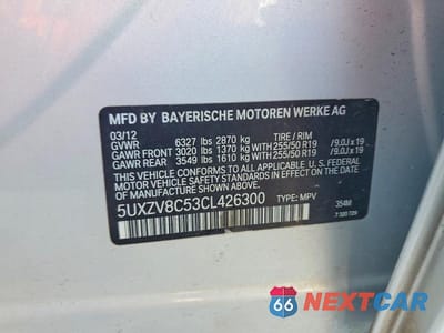 Zdjęcie 13 z 13 samochodu: 2012 BMW X5 XDRIVE50I VIN:5UXZV8C53CL426300 - miniatura