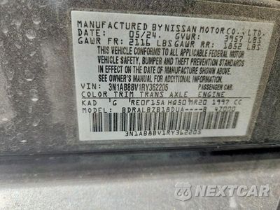 Zdjęcie 12 z 12 samochodu: 2024 NISSAN SENTRA S VIN:3N1AB8BV1RY362205 - miniatura