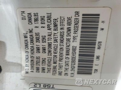 Zdjęcie 13 z 13 samochodu: 2014 HONDA CIVIC EXL VIN:2HGFG3B00EH504802 - miniatura