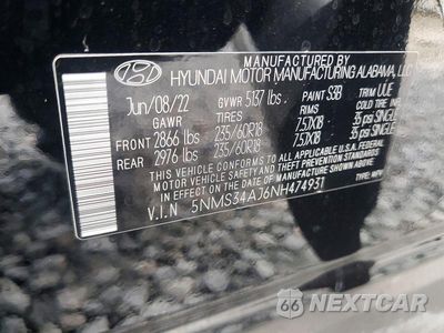 Zdjęcie 13 z 13 samochodu: 2022 HYUNDAI SANTA FE SEL VIN:5NMS34AJ6NH474931 - miniatura