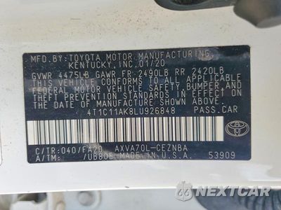 Zdjęcie 13 z 13 samochodu: 2020 TOYOTA CAMRY LE VIN:4T1C11AK8LU926848 - miniatura