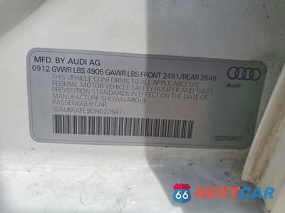 Zdjęcie 12 z 12 samochodu: 2013 AUDI A4 PREMIUM VIN:WAUBFAFL9DN022647 - miniatura