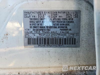 Zdjęcie 12 z 12 samochodu: 2019 NISSAN SENTRA SV VIN:3N1AB7AP6KY417847 - miniatura