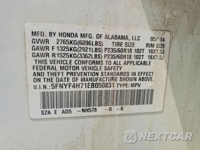 Zdjęcie 13 z 13 samochodu: 2014 HONDA PILOT EXLN VIN:5FNYF4H71EB050831 - miniatura