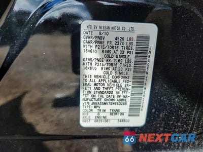 Zdjęcie 14 z 14 samochodu: 2011 NISSAN ROGUE S VIN:JN8AS5MV7BW663295 - miniatura