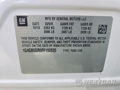 Zdjęcie 12 z 12 samochodu: 2015 BUICK LACROSSE VIN:1G4GB5GR8FF192635 - miniatura