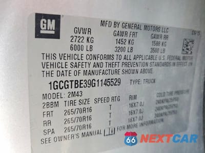 Zdjęcie 12 z 12 samochodu: 2016 CHEVROLET COLORADO VIN:1GCGTBE39G1145529 - miniatura