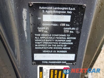 Zdjęcie 13 z 13 samochodu: 2007 LAMBORGHINI GALLARDO SPYDER VIN:ZHWGU22T37LA04553 - miniatura