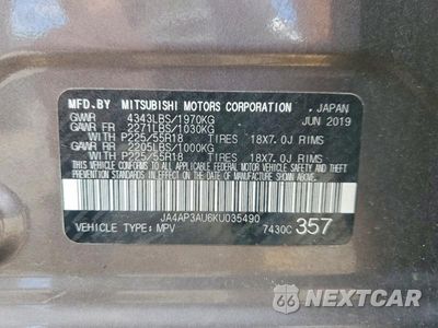 Zdjęcie 12 z 12 samochodu: 2019 MITSUBISHI OUTLANDER SPORT ES VIN:JA4AP3AU6KU035490 - miniatura