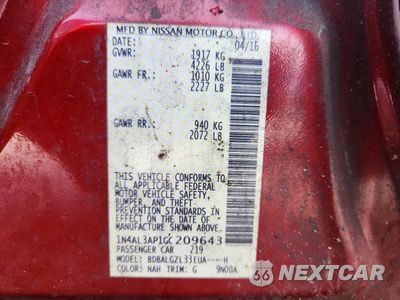 Zdjęcie 13 z 13 samochodu: 2016 NISSAN ALTIMA 2.5 S VIN:1N4AL3AP1GC209643 - miniatura