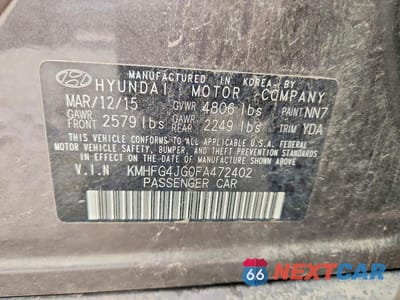 Zdjęcie 12 z 12 samochodu: 2015 HYUNDAI AZERA BASE VIN:KMHFG4JG0FA472402 - miniatura