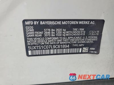 Zdjęcie 13 z 13 samochodu: 2020 BMW X3 XDRIVE30E VIN:5UXTS1C07L9C61894 - miniatura