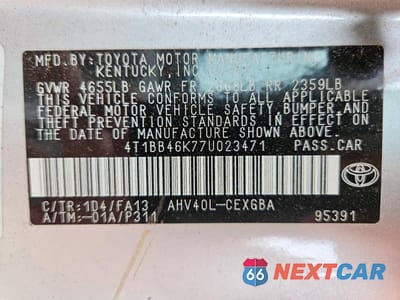 Zdjęcie 12 z 12 samochodu: 2007 TOYOTA CAMRY HYBRID VIN:4T1BB46K77U023471 - miniatura