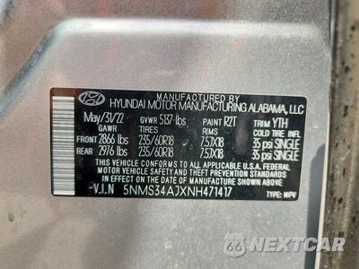 Zdjęcie 12 z 12 samochodu: 2022 HYUNDAI SANTA FE SEL VIN:5NMS34AJXNH471417 - miniatura