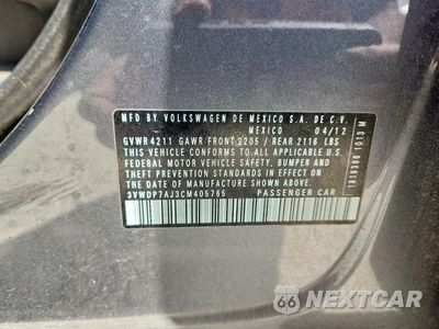 Zdjęcie 12 z 12 samochodu: 2012 VOLKSWAGEN JETTA SE VIN:3VWDP7AJ3CM405765 - miniatura