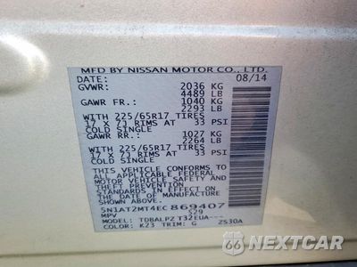 Zdjęcie 14 z 14 samochodu: 2014 NISSAN ROGUE S VIN:5N1AT2MT4EC869407 - miniatura