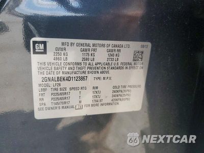 Zdjęcie 14 z 14 samochodu: 2013 CHEVROLET EQUINOX LS VIN:2GNALBEK4D1123867 - miniatura