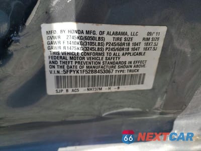 Zdjęcie 12 z 12 samochodu: 2011 HONDA RIDGELINE RTL VIN:5FPYK1F52BB453067 - miniatura