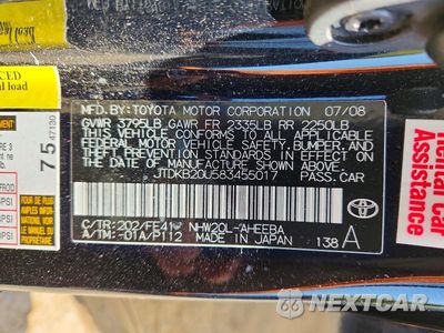 Zdjęcie 12 z 12 samochodu: 2008 TOYOTA PRIUS BASE VIN:JTDKB20U583455017 - miniatura