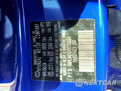 Zdjęcie 12 z 12 samochodu: 2024 HYUNDAI ELANTRA SEL VIN:KMHLM4DGXRU783054 - miniatura