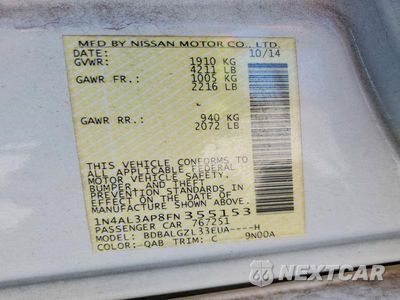 Zdjęcie 12 z 12 samochodu: 2015 NISSAN ALTIMA 2.5 S VIN:1N4AL3AP8FN355153 - miniatura