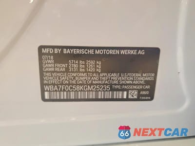 Zdjęcie 12 z 12 samochodu: 2019 BMW 750 I VIN:WBA7F0C58KGM25235 - miniatura