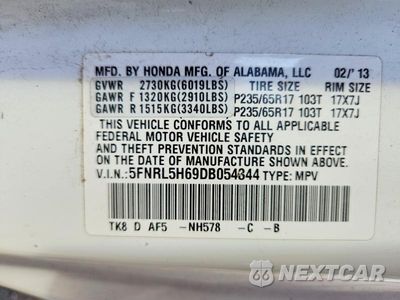 Zdjęcie 14 z 14 samochodu: 2013 HONDA ODYSSEY EXL VIN:5FNRL5H69DB054344 - miniatura