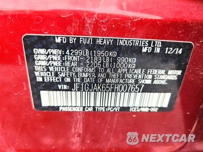 Zdjęcie 12 z 12 samochodu: 2015 SUBARU IMPREZA PREMIUM PLUS VIN:JF1GJAK65FH007657 - miniatura