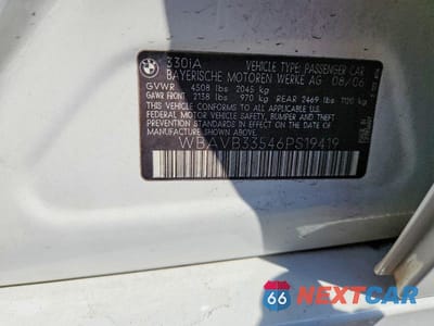Zdjęcie 12 z 12 samochodu: 2006 BMW 330 I VIN:WBAVB33546PS19419 - miniatura