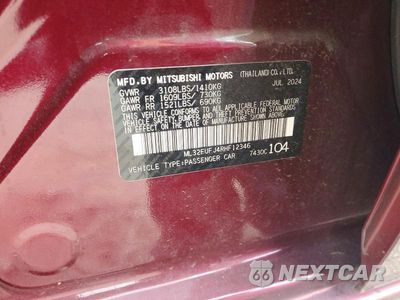 Zdjęcie 12 z 12 samochodu: 2024 MITSUBISHI MIRAGE G4 ES VIN:ML32FUFJ4RHF12346 - miniatura