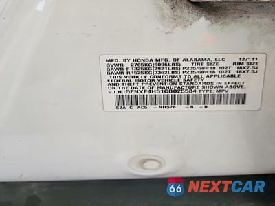 Zdjęcie 13 z 13 samochodu: 2012 HONDA PILOT EXL VIN:5FNYF4H51CB025584 - miniatura