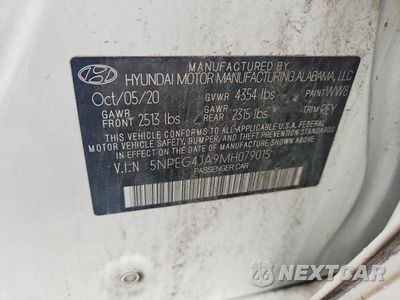 Zdjęcie 12 z 12 samochodu: 2021 HYUNDAI SONATA SE VIN:5NPEG4JA9MH079015 - miniatura