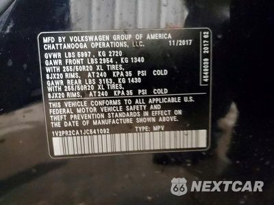 Zdjęcie 13 z 13 samochodu: 2018 VOLKSWAGEN ATLAS SE VIN:1V2PR2CA1JC541092 - miniatura