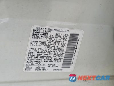 Zdjęcie 14 z 14 samochodu: 2010 NISSAN MURANO S VIN:JN8AZ1MW4AW111331 - miniatura