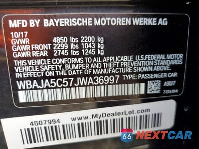 Zdjęcie 12 z 12 samochodu: 2018 BMW 530 I VIN:WBAJA5C57JWA36997 - miniatura
