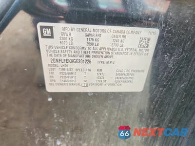 Zdjęcie 12 z 12 samochodu: 2016 CHEVROLET EQUINOX LT VIN:2GNFLFEK9G6201225 - miniatura