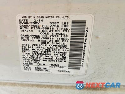 Zdjęcie 14 z 14 samochodu: 2014 NISSAN MURANO SL VIN:JN8AZ1MW1EW515418 - miniatura