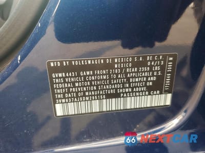Zdjęcie 12 z 12 samochodu: 2013 VOLKSWAGEN JETTA HYBRID VIN:3VW637AJXDM295156 - miniatura
