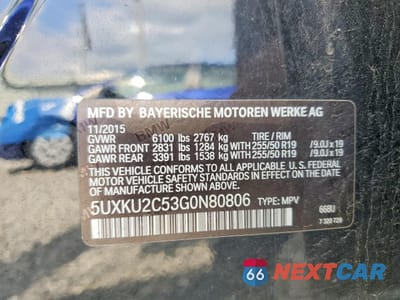 Zdjęcie 13 z 13 samochodu: 2016 BMW X6 XDRIVE35I VIN:5UXKU2C53G0N80806 - miniatura