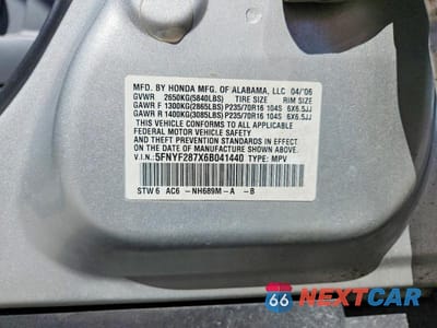 Zdjęcie 13 z 13 samochodu: 2006 HONDA PILOT EX VIN:5FNYF287X6B041440 - miniatura